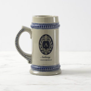 Jarra De Cerveza Regalo de Padrino de Boda con Monograma Barroco de