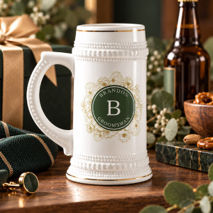 Jarra De Cerveza Regalo Elegante Verde Oliva para Padrinos