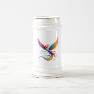 Jarra De Cerveza Regalo Personalizado de Fénix de Arcoíris con Nomb