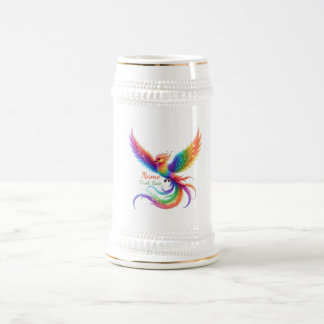 Jarra De Cerveza Regalo Personalizado de Fénix de Arcoíris con Nomb
