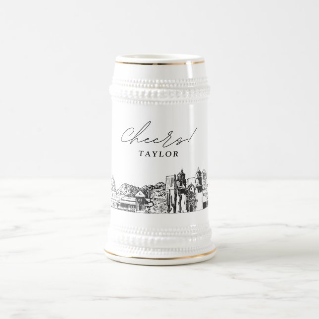 Jarra De Cerveza Regalo personalizado de Tucson Arizona (Centro)