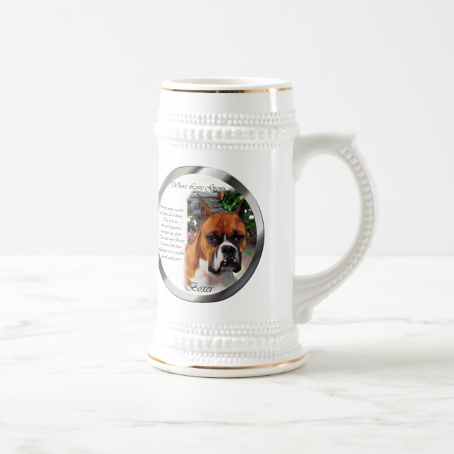 Jarra De Cerveza Regalos de arte de perro de Boxer (Derecha)