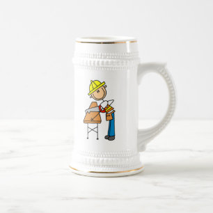 Jarra De Cerveza Regalos de trabajador de construcción aserrando ma