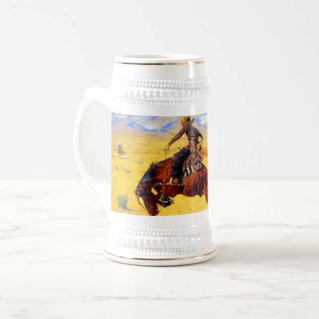 Jarra De Cerveza Remington Old West Horse y Cowboy (Anverso izquierdo)