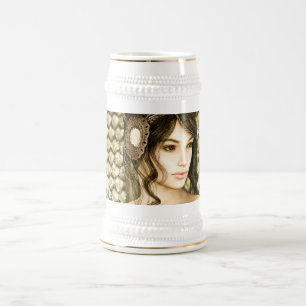 Jarra De Cerveza Retrato de princesa de cuento de hadas encantado
