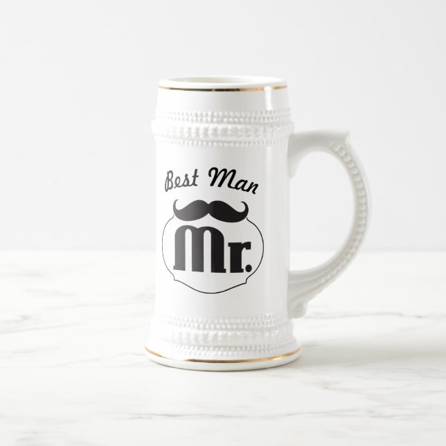 Jarra De Cerveza Retro Gracioso Sr. Mustache Mejor Hombre (Derecha)