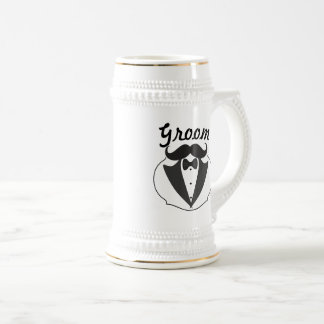 Jarra De Cerveza Retro Gracioso Sr. Mustache Tuxedo Groom