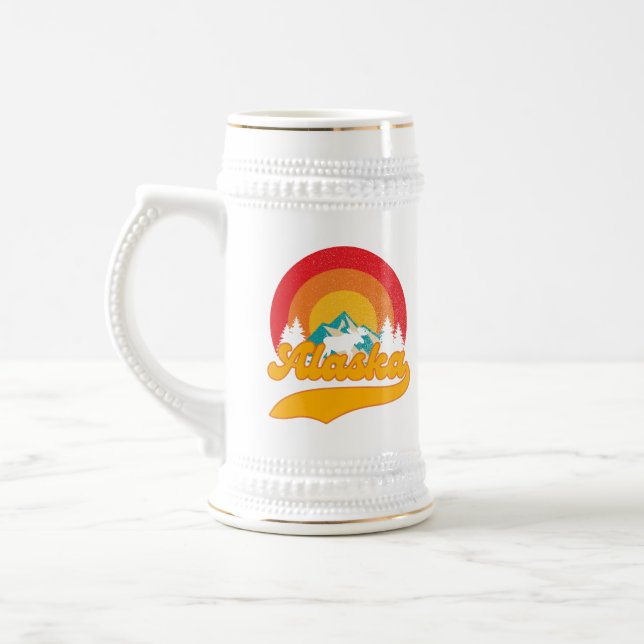 Jarra De Cerveza Retro Sunset Alaska Juneau Moose 0Montañas salvaje (Izquierda)