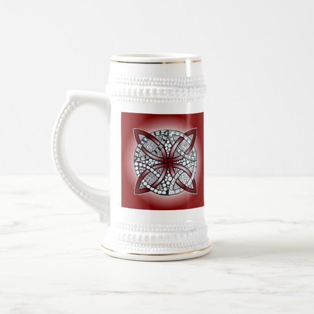 Jarra De Cerveza Rojo de maroon celta Knot Doodle (Izquierda)