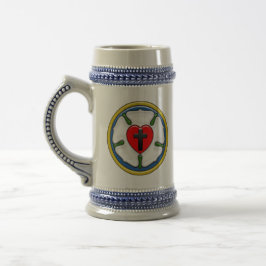 Jarra De Cerveza Rosa de Lutero con relieve
