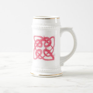 Jarra De Cerveza ROSE CELTIC KNOT Stein Blanco y Dorado