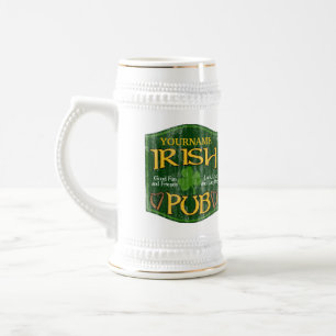 Jarra De Cerveza Rótulo de pub irlandés personalizado