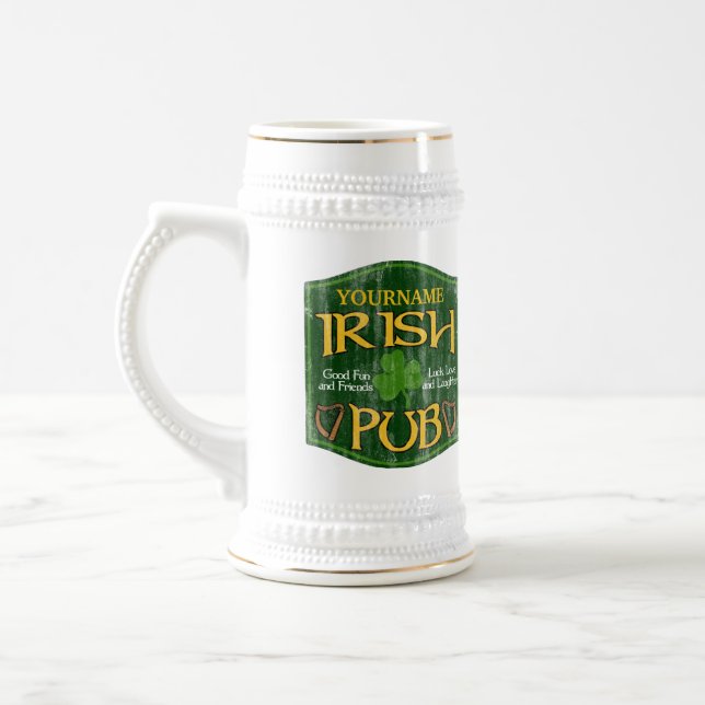 Jarra De Cerveza Rótulo de pub irlandés personalizado (Izquierda)