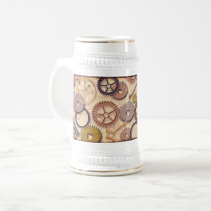 Jarra De Cerveza Ruedas Steampunk, engranajes, llaves, pintura de a