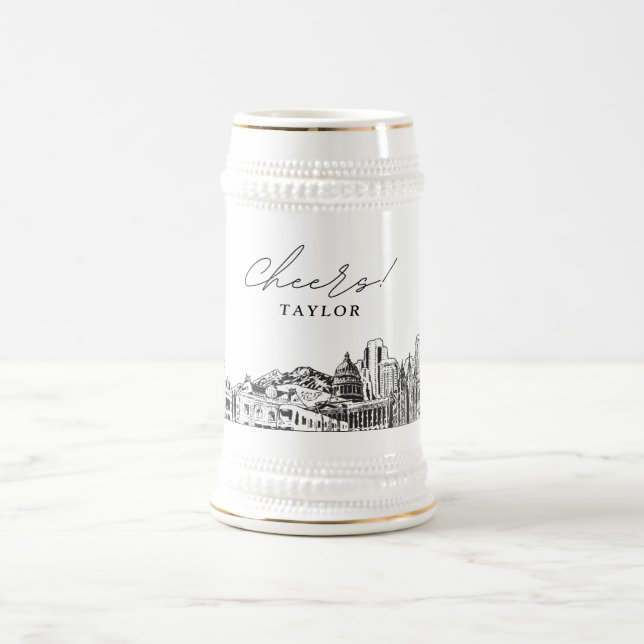 Jarra De Cerveza Salt Lake City Personalizado Skyline Beer Stein (Centro)