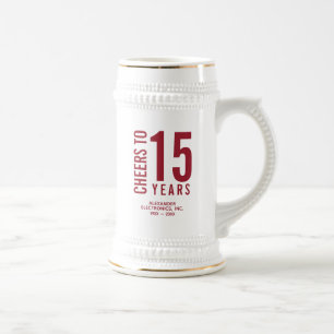 Jarra De Cerveza Saludos a 15 años de aniversario de negocios