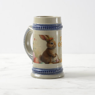 Jarra De Cerveza Saludos de primavera del conejo de Pascua