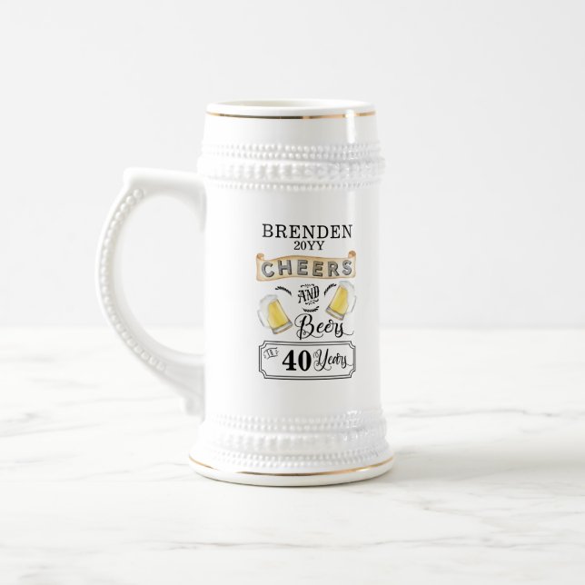 Jarra De Cerveza Saludos y cervezas a 40 años Cerveza Stein (Izquierda)