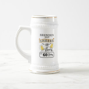 Jarra De Cerveza Saludos y cervezas a 60 años Cerveza Stein