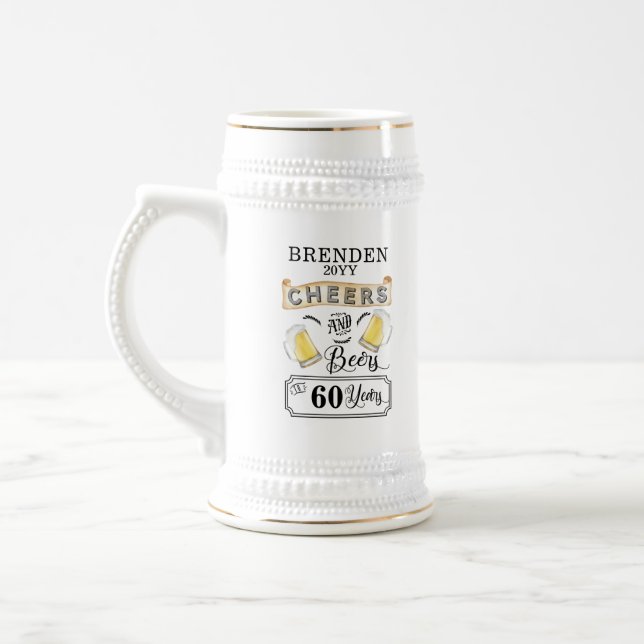 Jarra De Cerveza Saludos y cervezas a 60 años Cerveza Stein (Izquierda)