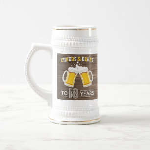 Jarra De Cerveza Saludos y cervezas rústicos a 18 años