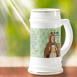 Jarra De Cerveza Santa Brígida de Irlanda y su barril de cerveza
