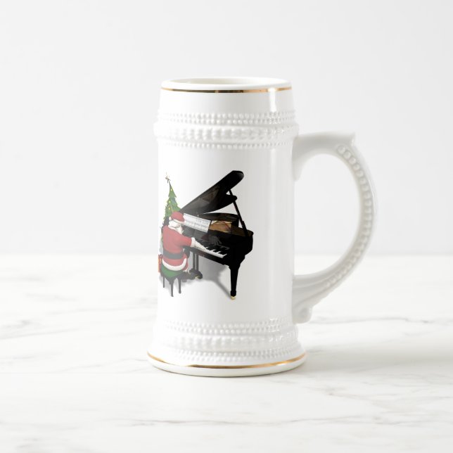 Jarra De Cerveza Santa Claus jugando al piano (Derecha)