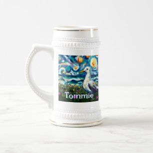 Jarra De Cerveza Seagull Van Gogh Style Beach personalizado
