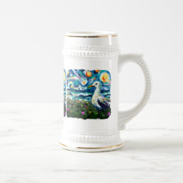 Jarra De Cerveza Seagull Van Gogh Style Beach Sky Blue Verde azulad