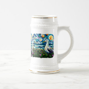 Jarra De Cerveza Seagull Van Gogh Style Beach Sky Blue Verde azulad