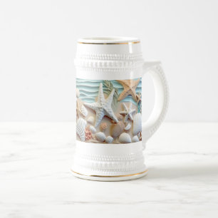 Jarra De Cerveza Seashells Beach 3D Mug - Sip la brisa marina