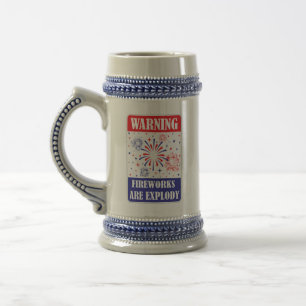 Jarra De Cerveza Señal de advertencia de fuegos artificiales