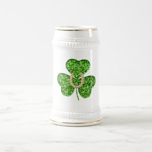 Jarra De Cerveza Shamrock and Horseshoe Stein Mug