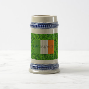Jarra De Cerveza Shamrock Clovers Green Irish Symbol Irlanda