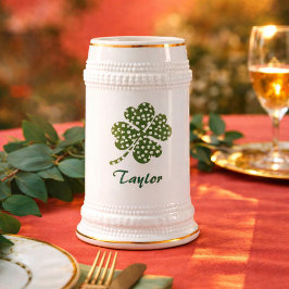 Jarra De Cerveza Shamrock Four Leaf Clover