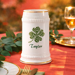 Jarra De Cerveza Shamrock Four Leaf Clover