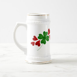 Jarra De Cerveza Shamrock y corazones