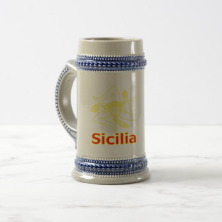 Jarra De Cerveza Sicilia con símbolo de Trinacria