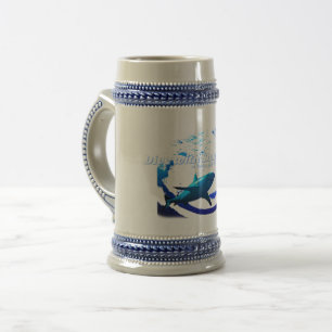 Jarra De Cerveza Silueta de arrecife de tiburón