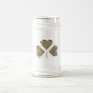 Jarra De Cerveza Símbolo irlandés Shamrock Clover Golden Ireland