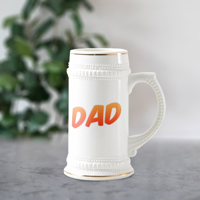 Jarra De Cerveza Simple Dad Naranja y White Big Beer Stein (Perfect stein for your dad as it already has his name on it)