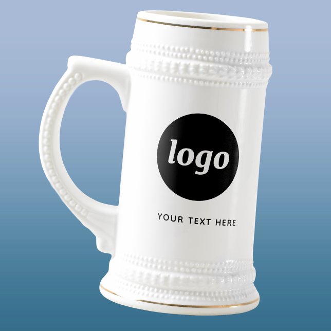 Jarra De Cerveza Simple Logo and Text Business (Simple logo with custom text business branding promotional beer stein mug)