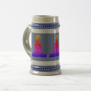 Jarra De Cerveza Sitting Yoga Pose - Blue Beer Stein