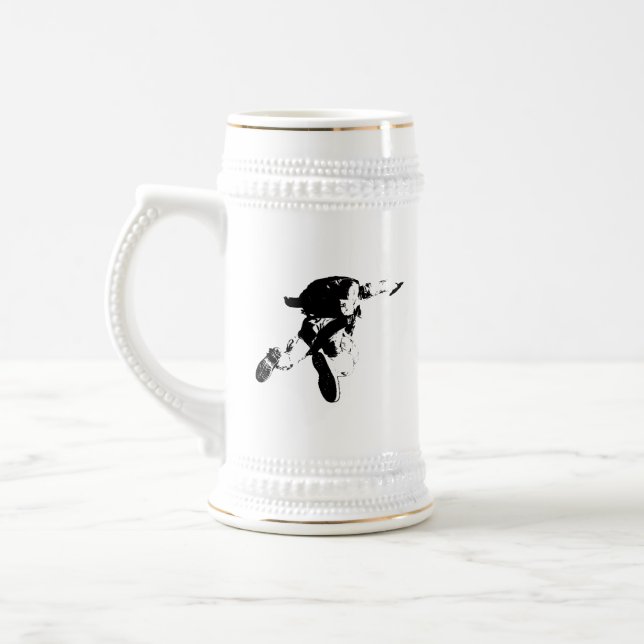 Jarra De Cerveza Skydiving negro y blanco (Izquierda)