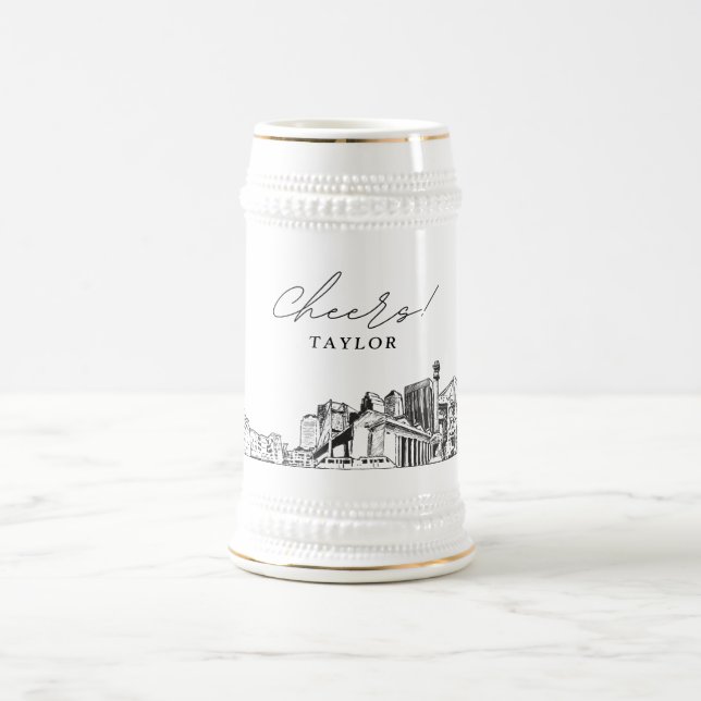 Jarra De Cerveza Skyline Skyline de Jacksonville personalizado (Centro)