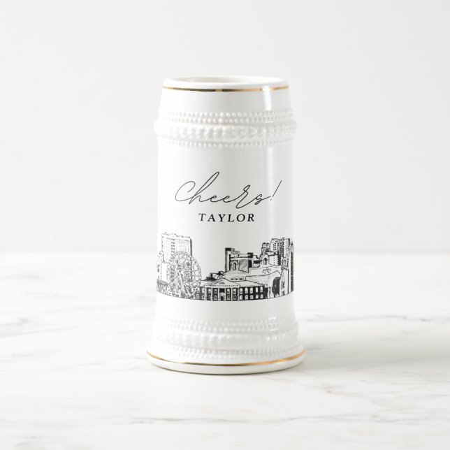 Jarra De Cerveza Skyline Skyline de Myrtle Beach personalizada (Centro)