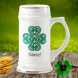 Jarra De Cerveza Sláinte irlandés Shamrock Green Celcky Clover