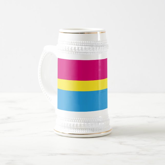 Jarra De Cerveza SlipperyJoe bandera pansexual del orgullo amarillo (Anverso izquierdo)