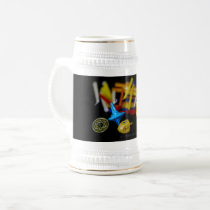 Jarra De Cerveza SlipperyJoe Hanukkah naturaleza muerta simbólica v