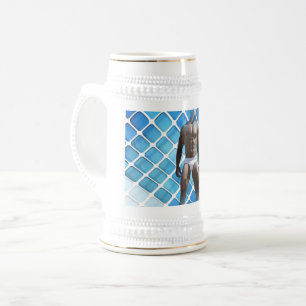 Jarra De Cerveza SlipperyJoe hombre muscular seis empates abs macho